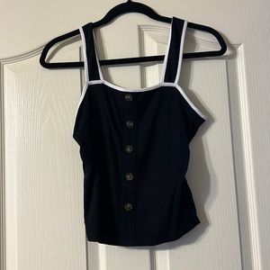 Black button tank top